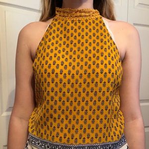 Yellow high neck tank top